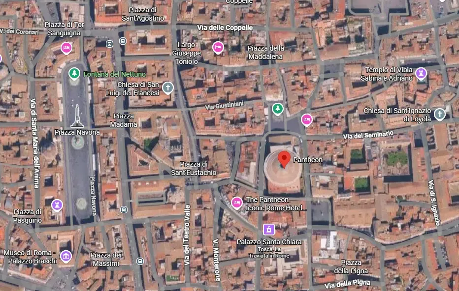Location of the Pantheon