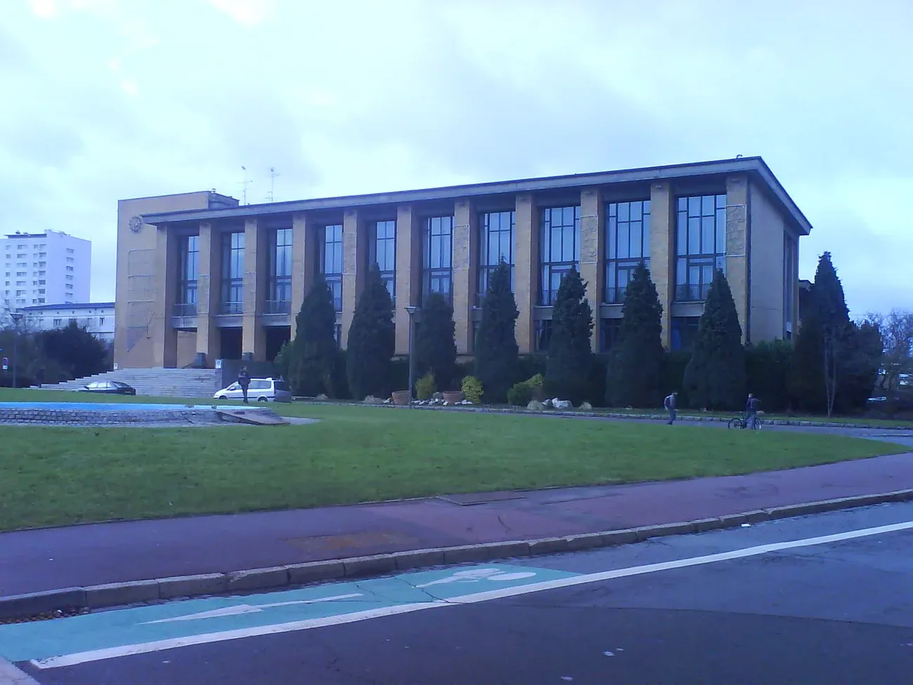 Lomme town hall and its forecourt, the Parvis Yvon Delaporte, in Lomme, Lille