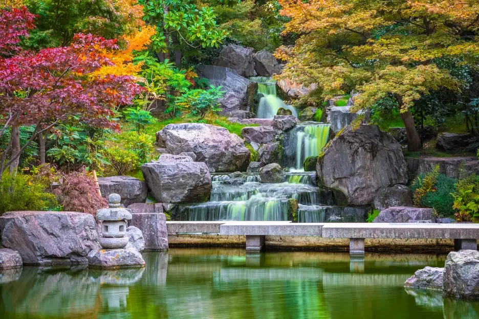 Waterfall at the Kyoto Garden in Holland Park, London