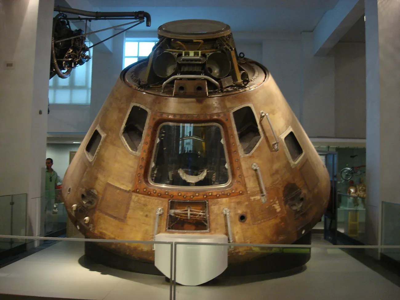 The Apollo 10 command module on display at the Science Museum in London
