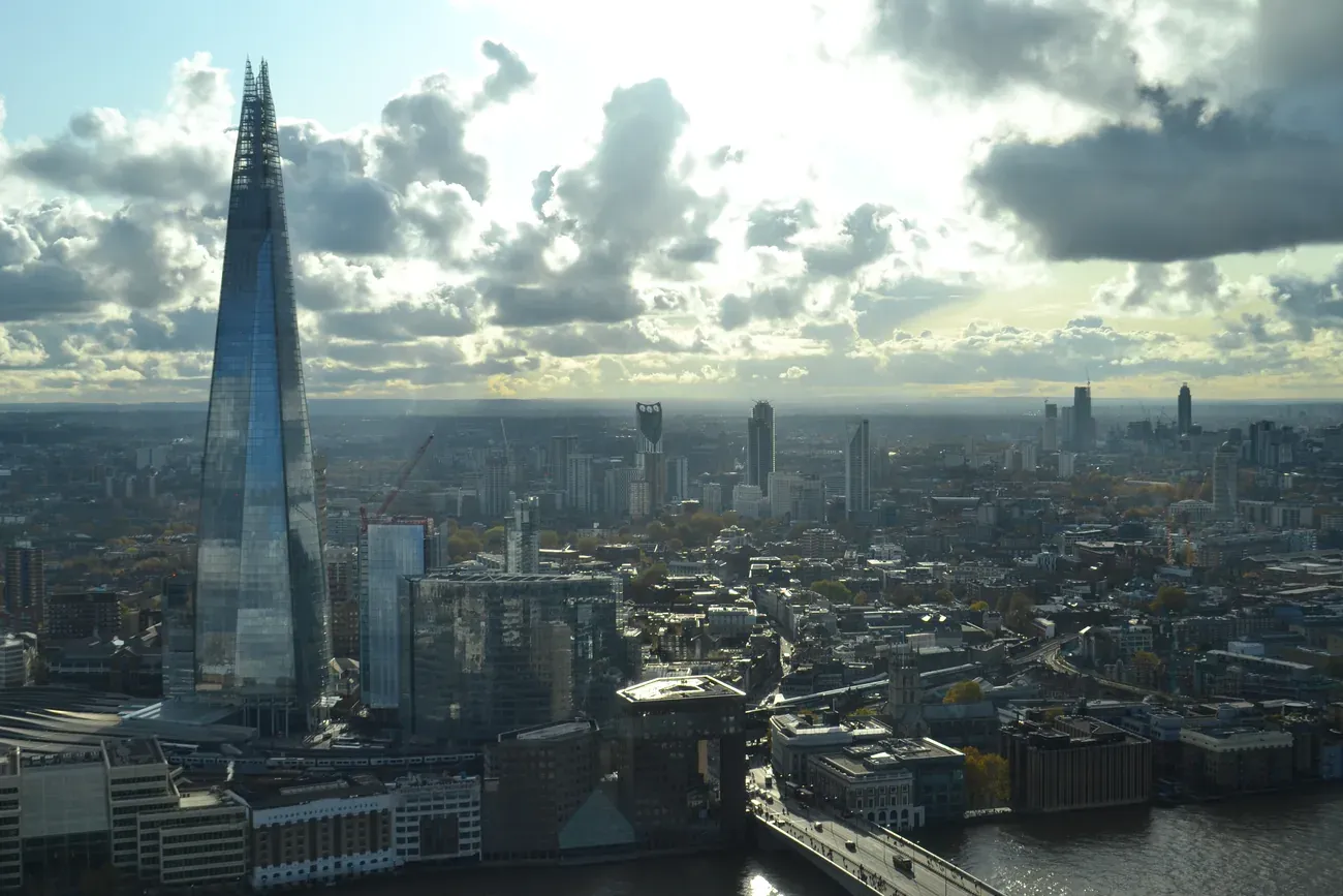 The Shard and the River Thames seen from the Sky Garden at 20 Fenchurch Street, London