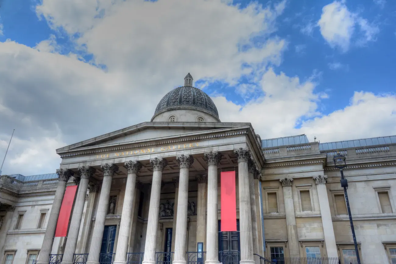 Trafalgar Square with the National Gallery in London