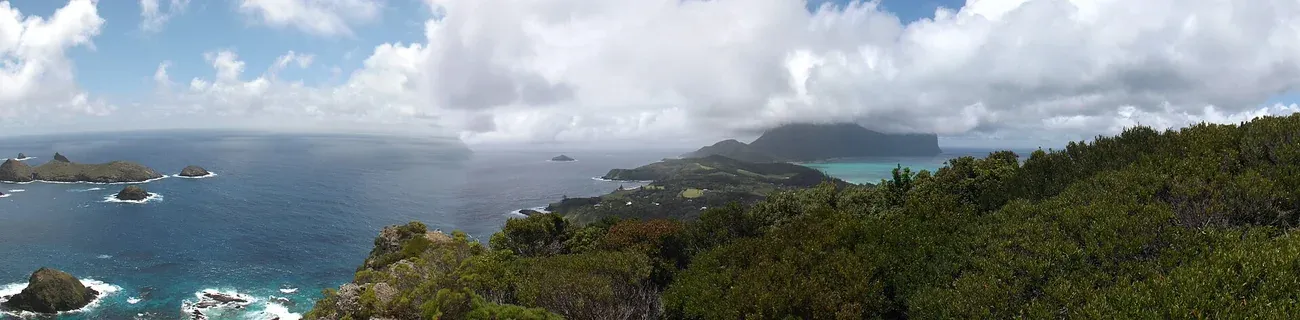 Lord Howe Island and its lagoon seen from Malabar Hill in the Tasman Sea