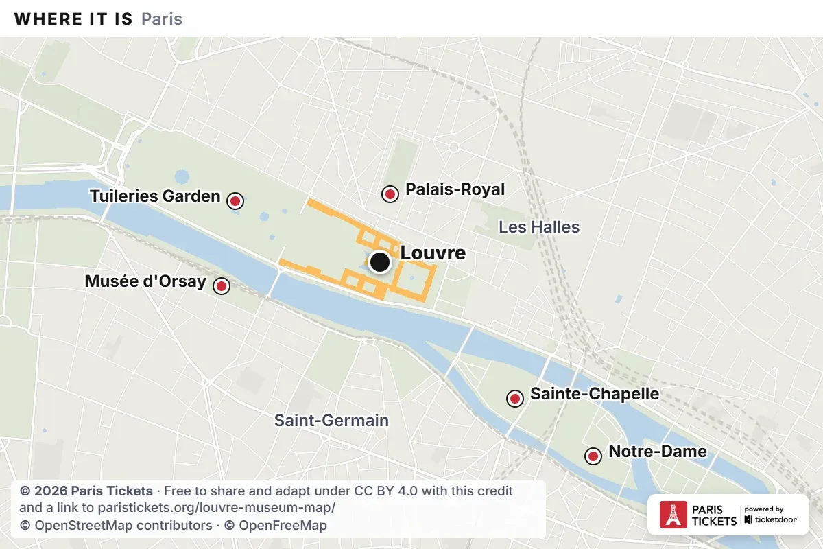 Location map of the Louvre Museum in Paris