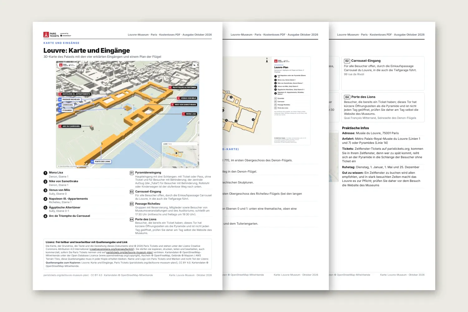 Seiten des kostenlosen Louvre Plans als PDF