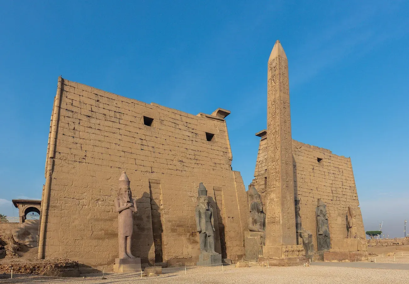 The first pylon and standing obelisk of Luxor Temple