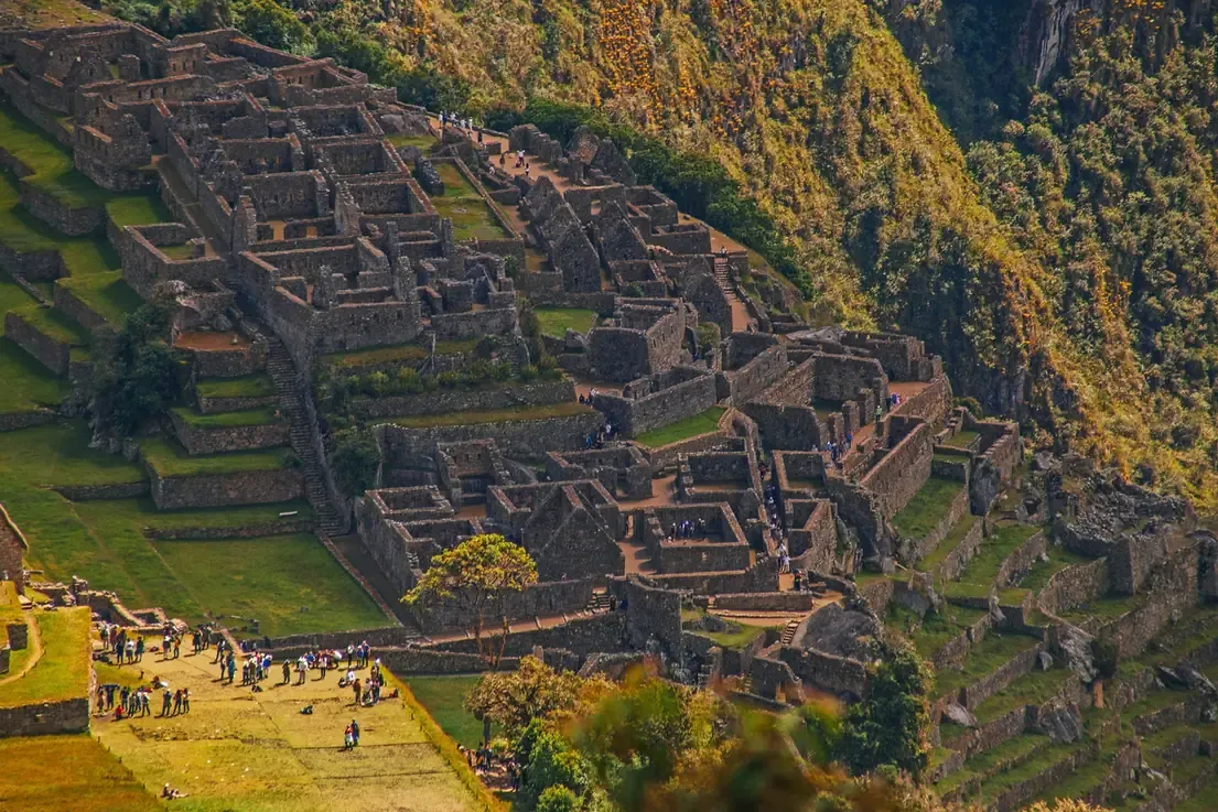Aerial view of the Machu Picchu ruins, Peru