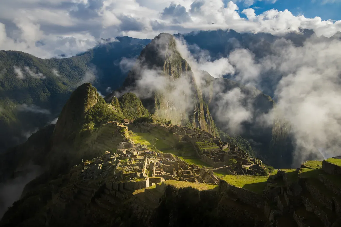 The ruins of Machu Picchu among the clouds, Peru