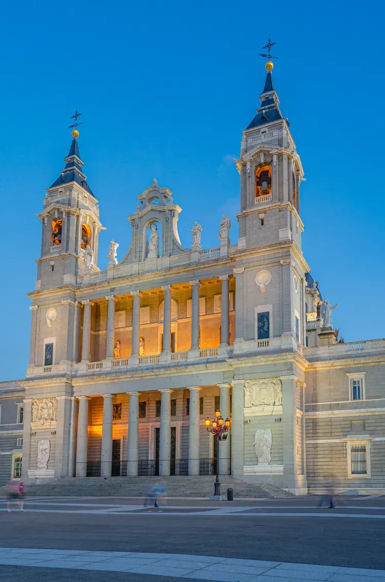 The Almudena Cathedral at dusk, Madrid