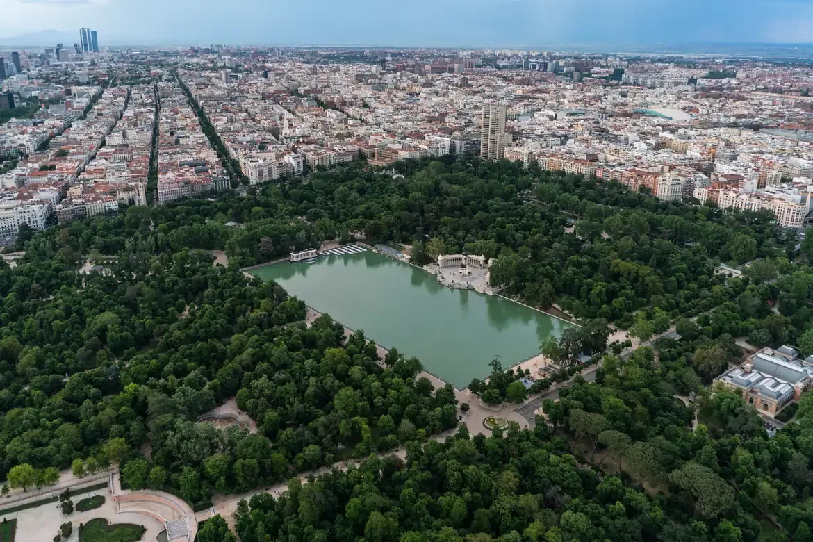 Aerial view of El Retiro Park, Madrid