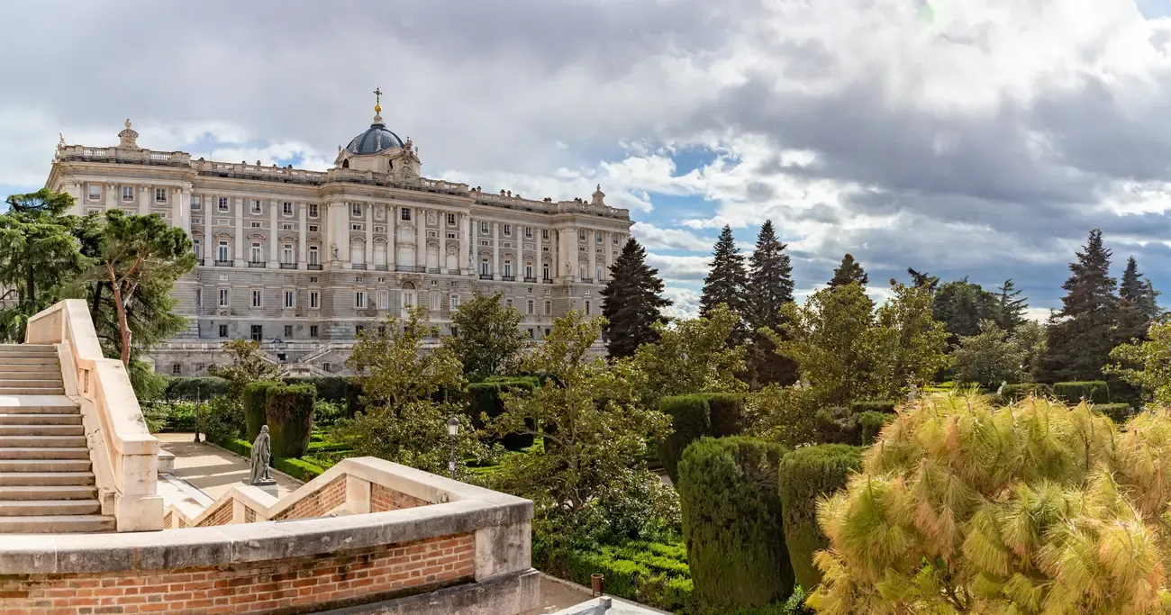 The Royal Palace of Madrid seen from the Sabatini Gardens