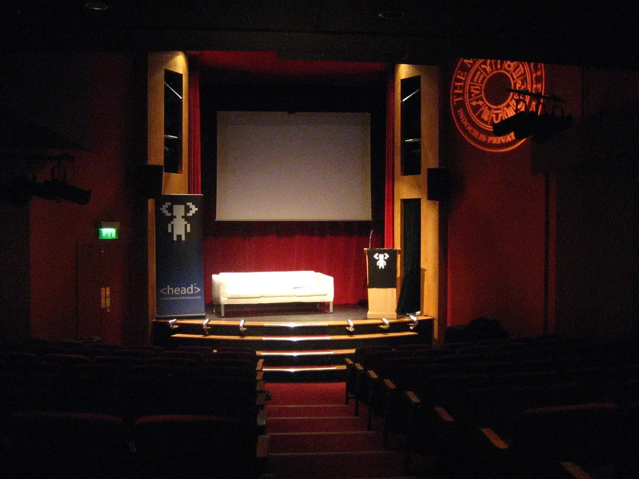 The stage and theatre inside the headquarters of The Magic Circle in London