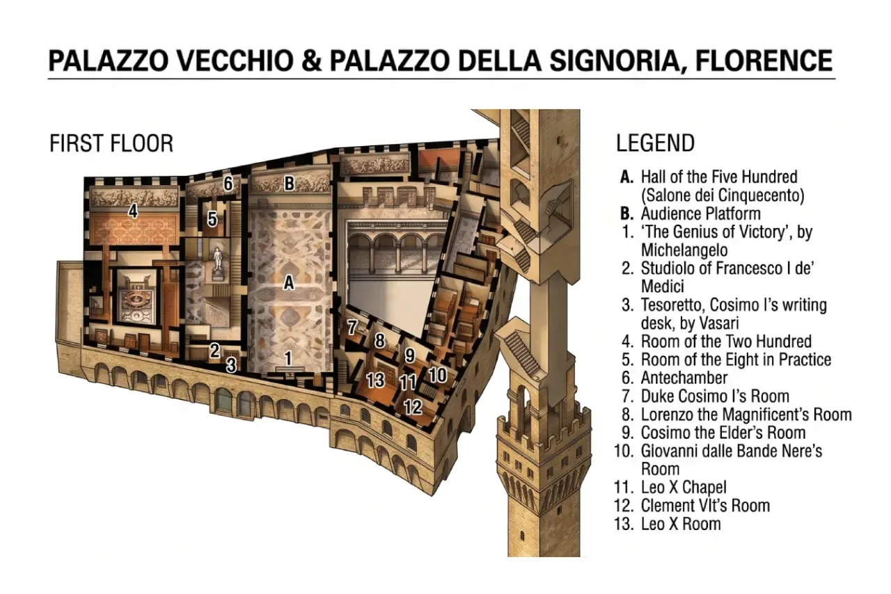 Map of the First Floor of the Palazzo Vecchio