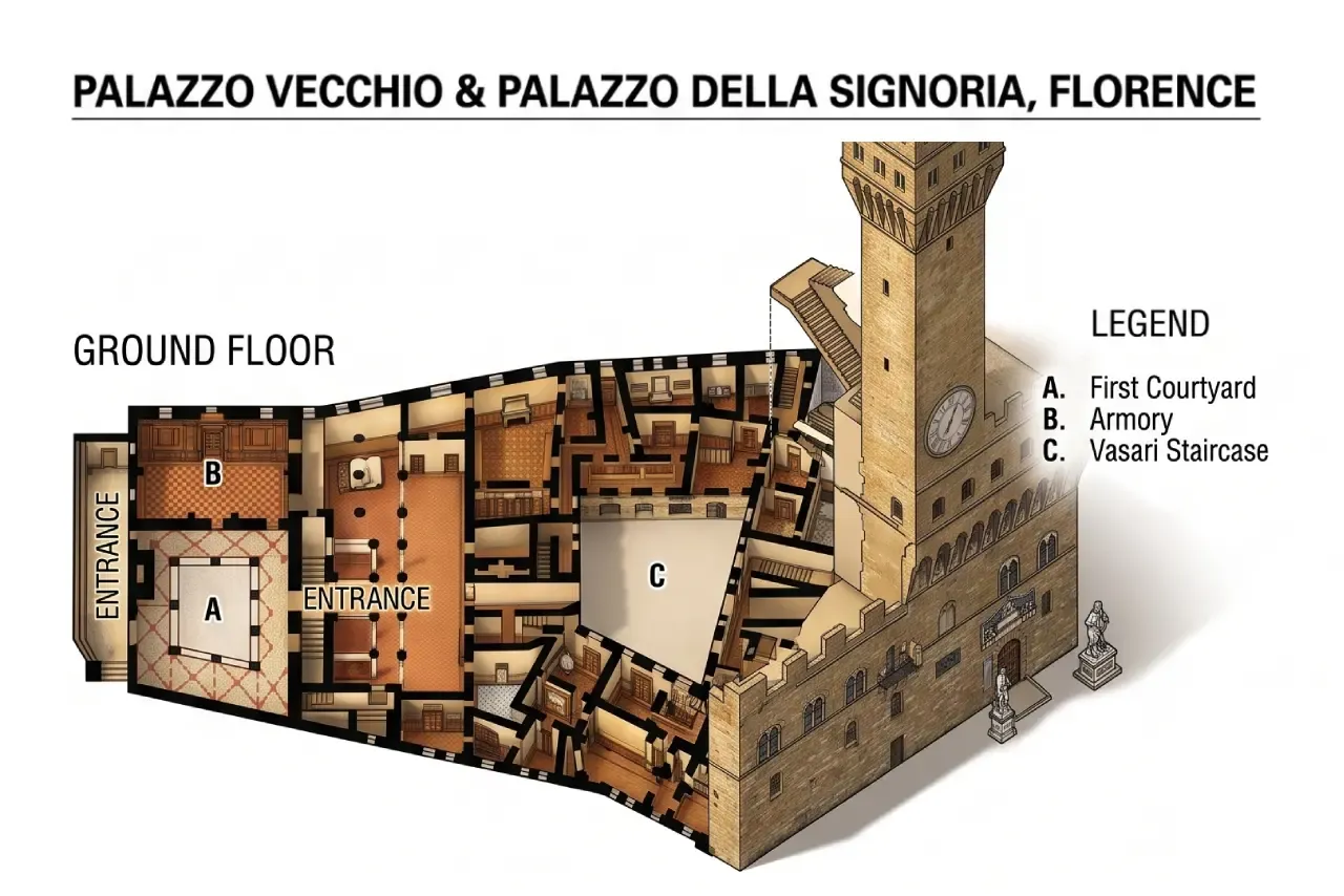 Map of the Ground Floor of the Palazzo Vecchio
