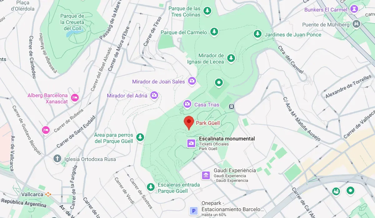 Map of the Park Güell