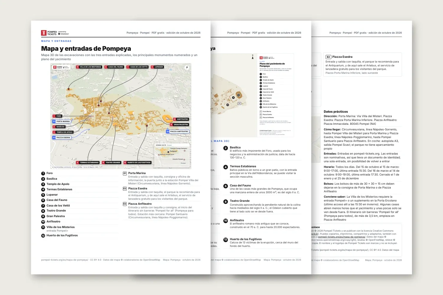 Páginas del mapa de Pompeya en PDF gratis para imprimir