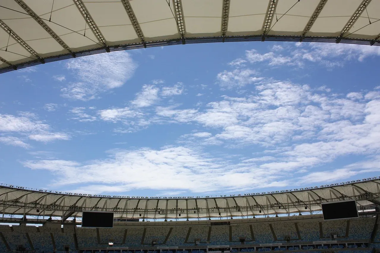 The open roof of the Maracana framing the sky above the stands