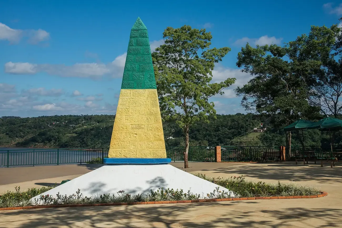 The obelisk of the Three Frontiers Landmark at Foz do Iguacu