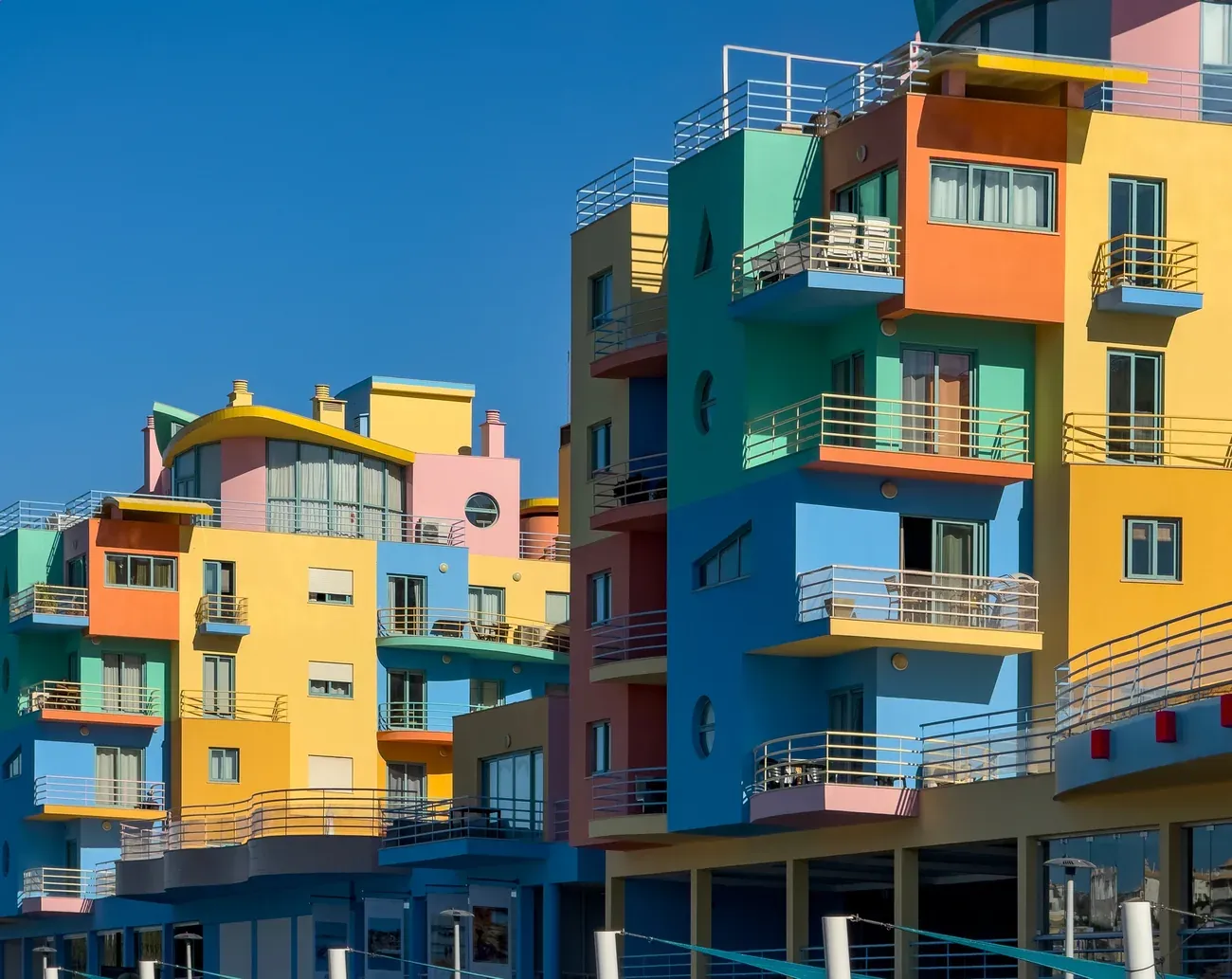 The colourful buildings of Marina de Albufeira, Algarve