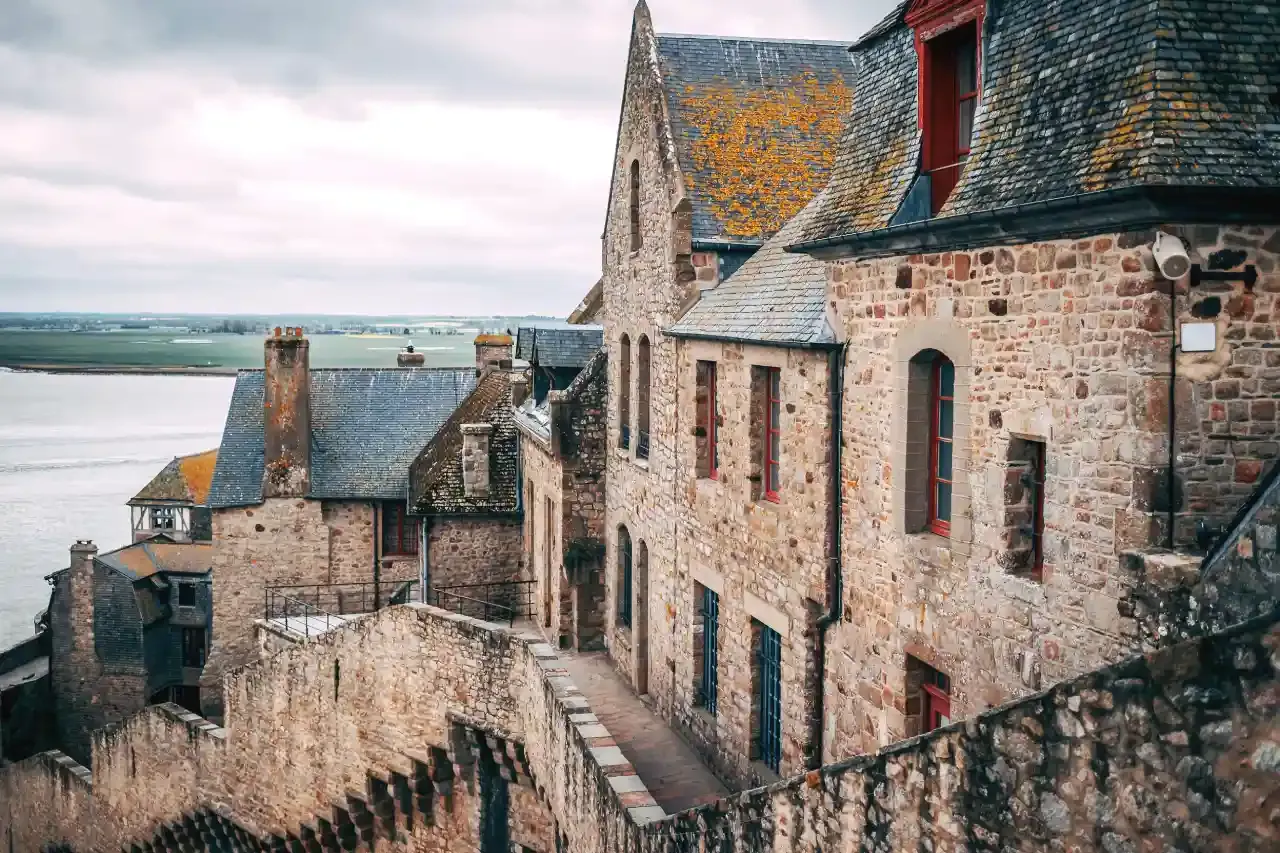 Medieval streets in Mont Saint-Michel's village