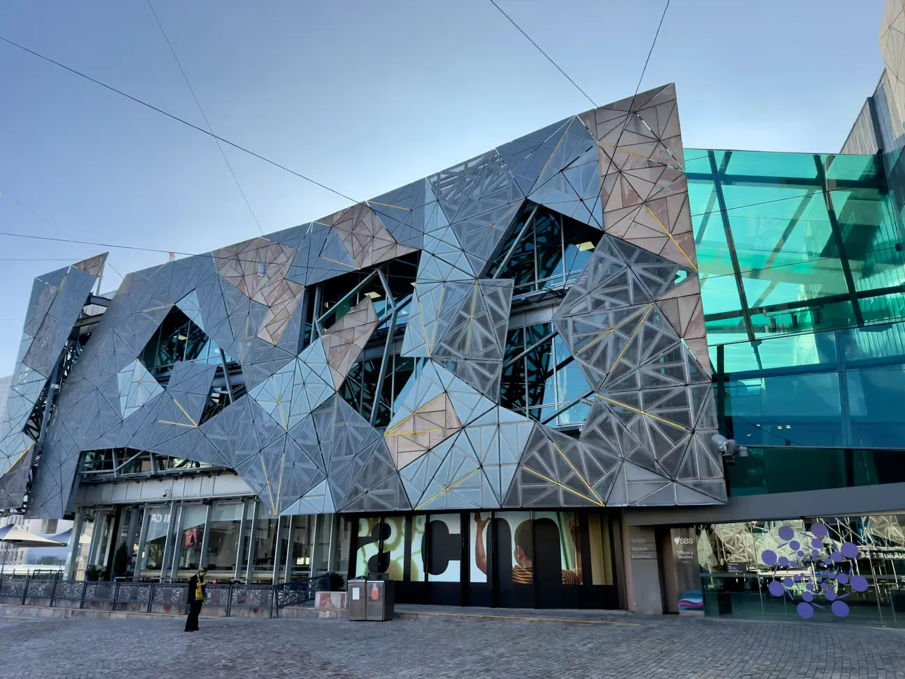 The angular facades of Federation Square in central Melbourne