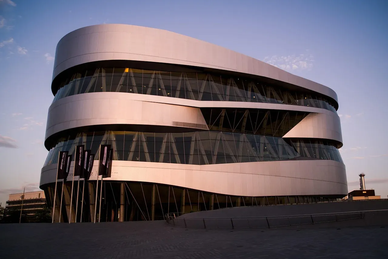 The double helix building of the Mercedes-Benz Museum in Stuttgart
