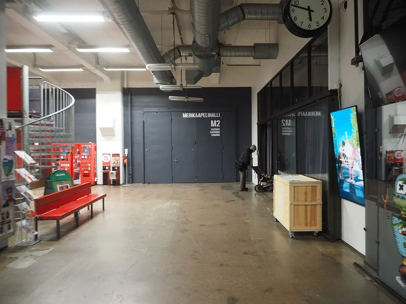The entrance to the Merikaapelihalli hall inside the Cable Factory (Kaapelitehdas) in Helsinki