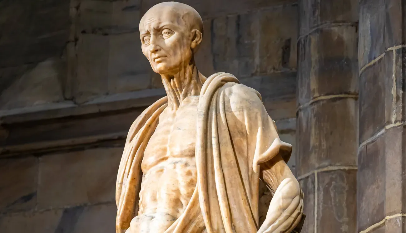 The marble statue of the flayed Saint Bartholomew inside Milan Cathedral