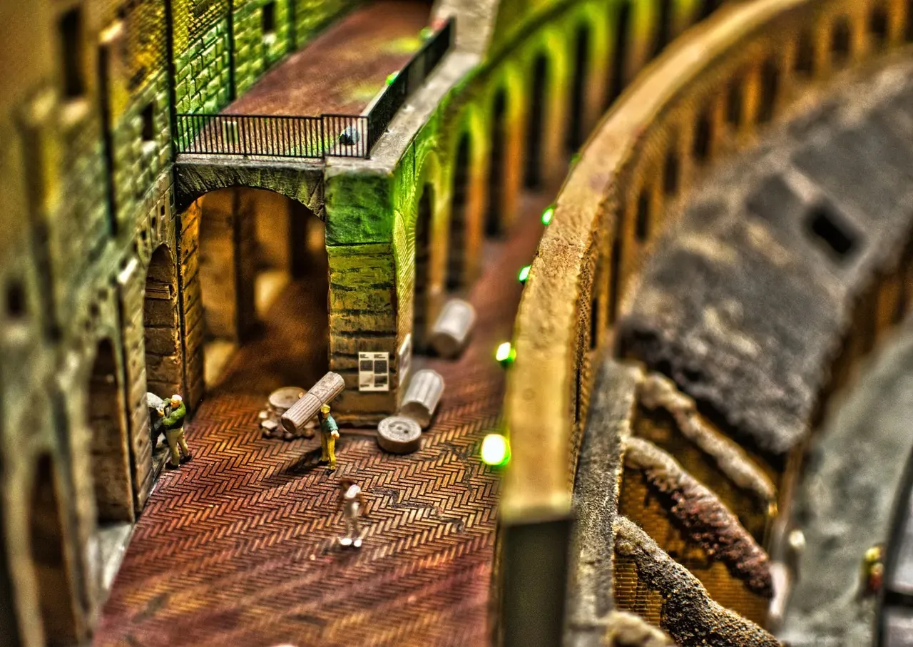 A model railway scene at Miniatur Wunderland in Hamburg
