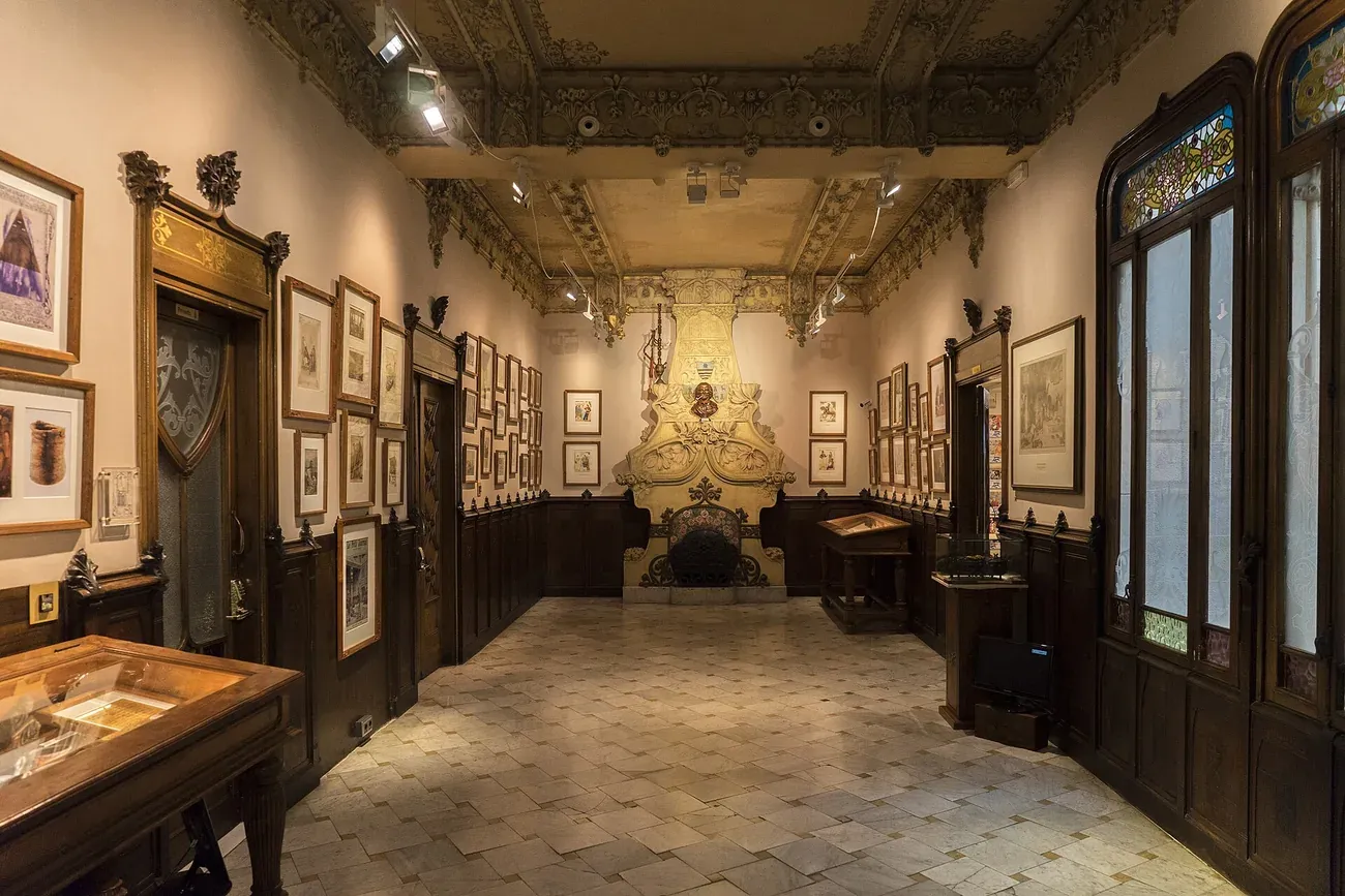 Modernista gallery inside Palau Mornau, home of the Hemp Museum in Barcelona