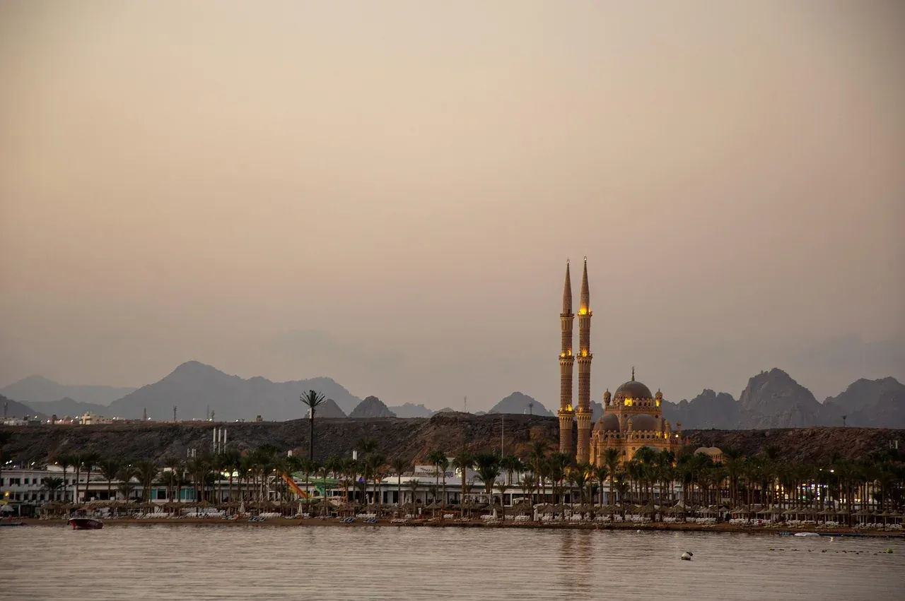 A mosque above the bay at Sharm El Sheikh, South Sinai