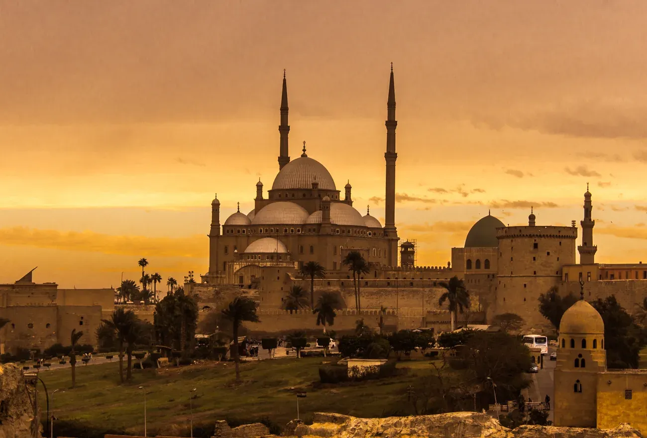 The Mosque of Muhammad Ali at the Cairo Citadel at sunset