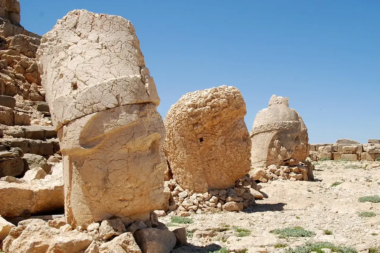 Colossal stone heads on a terrace of Mount Nemrut
