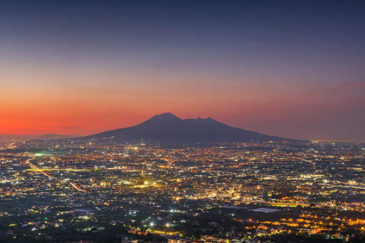 Mount Vesuvius at night