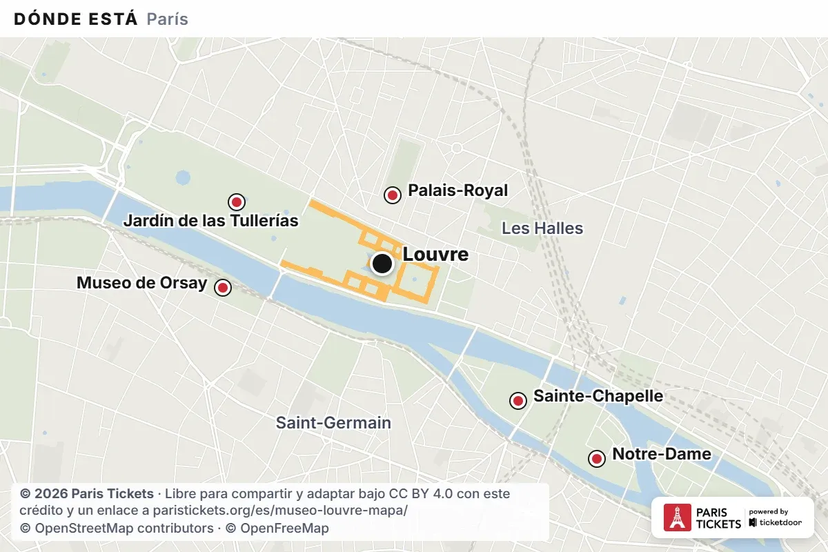 Mapa de ubicación del Museo del Louvre en París