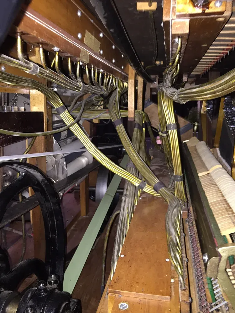 The pipework and mechanism of a self-playing street organ at Museum Speelklok in Utrecht