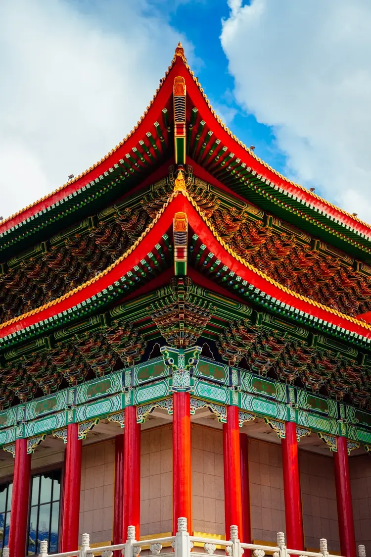 The ornate Chinese-style roof of the National Theater in Taipei