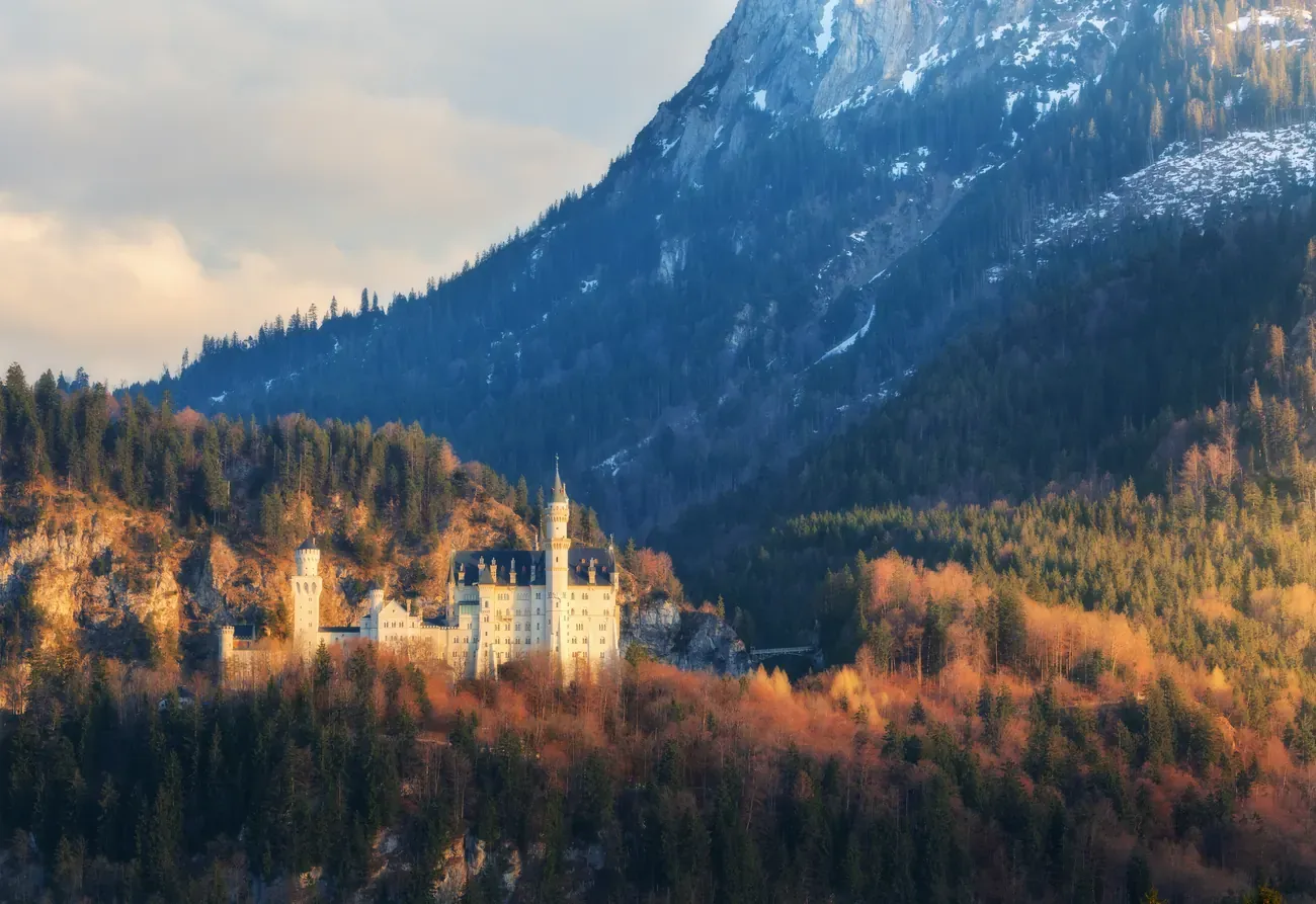 The famous Neuschwanstein Castle, a classic postcard view