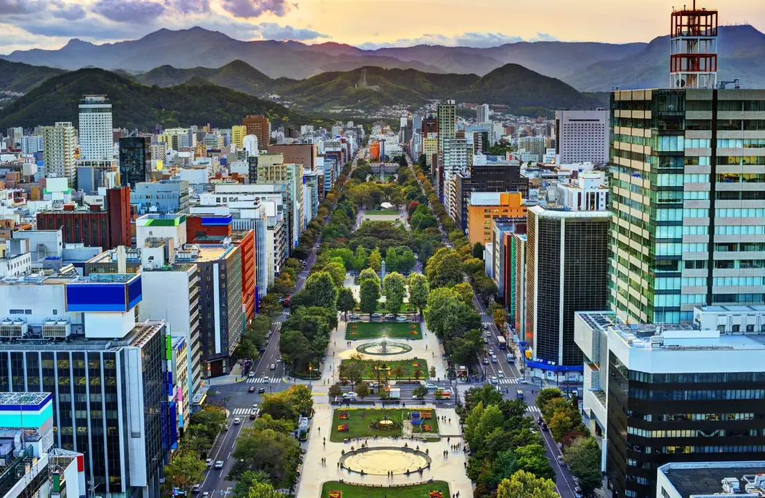The Odori Park cityscape in Sapporo, Hokkaido