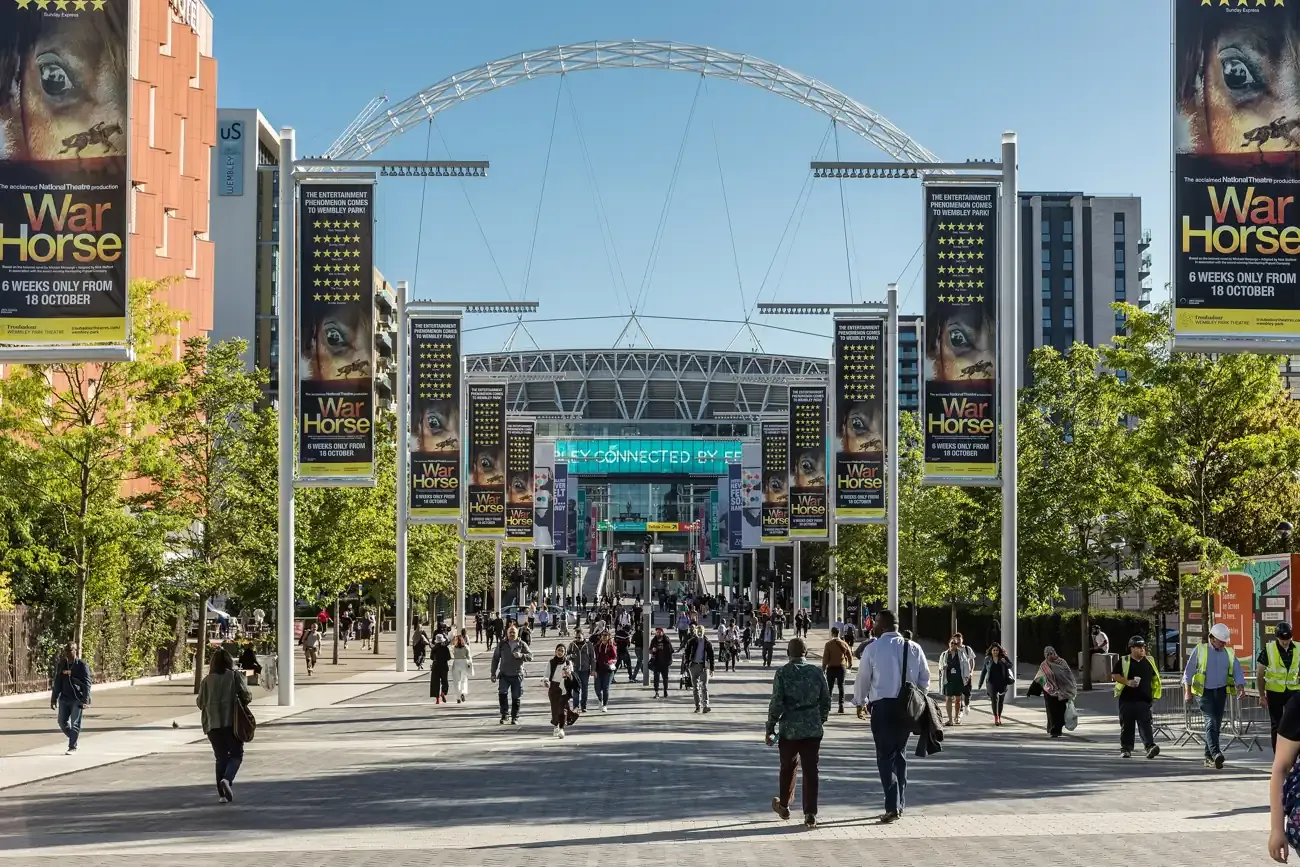 Olympic Way leading to Wembley Stadium in Wembley Park, London