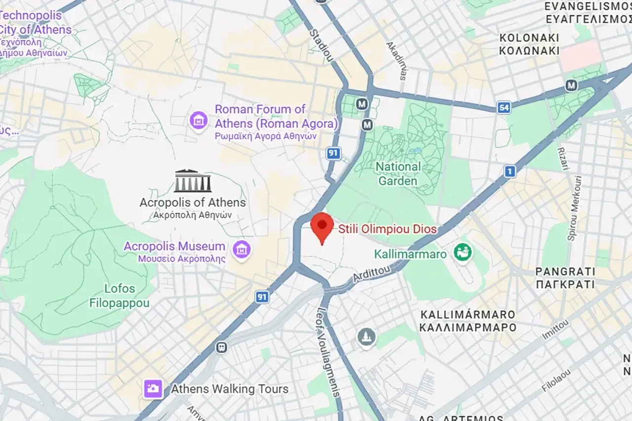 Where is the entrance to the Temple of Olympian Zeus?