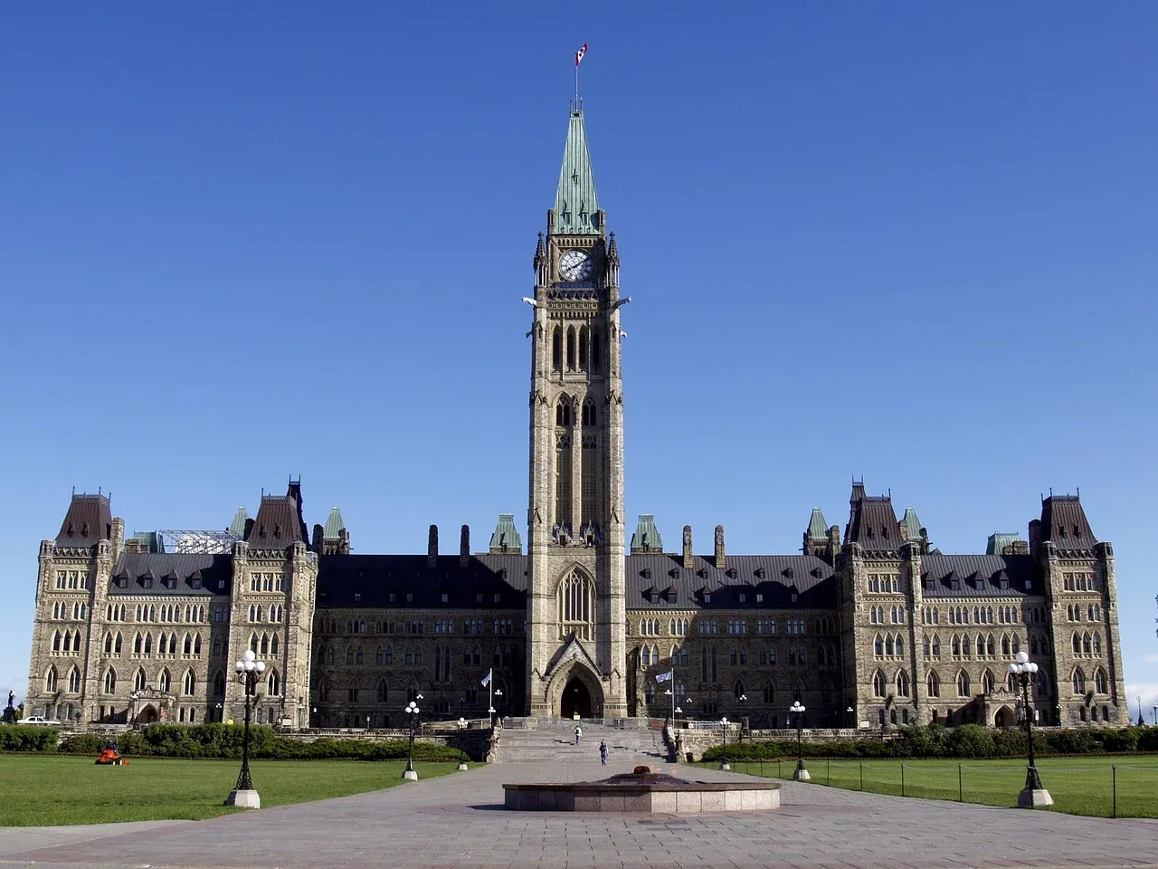 The Centre Block and Peace Tower on Parliament Hill in Ottawa