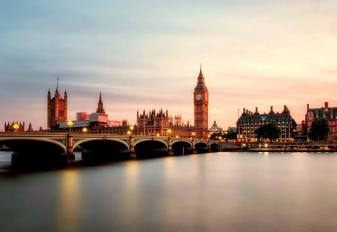 The Palace of Westminster and Big Ben at sunrise in London