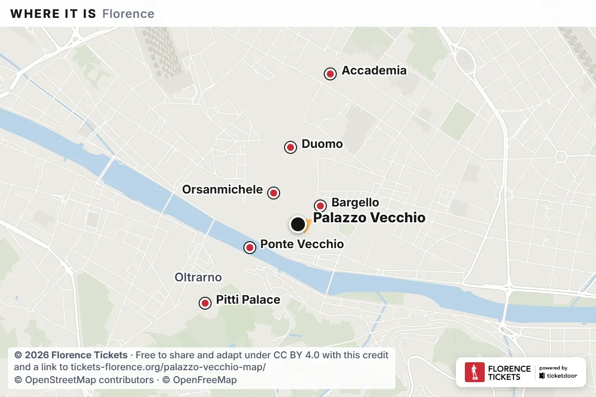 Location map of Palazzo Vecchio in Florence