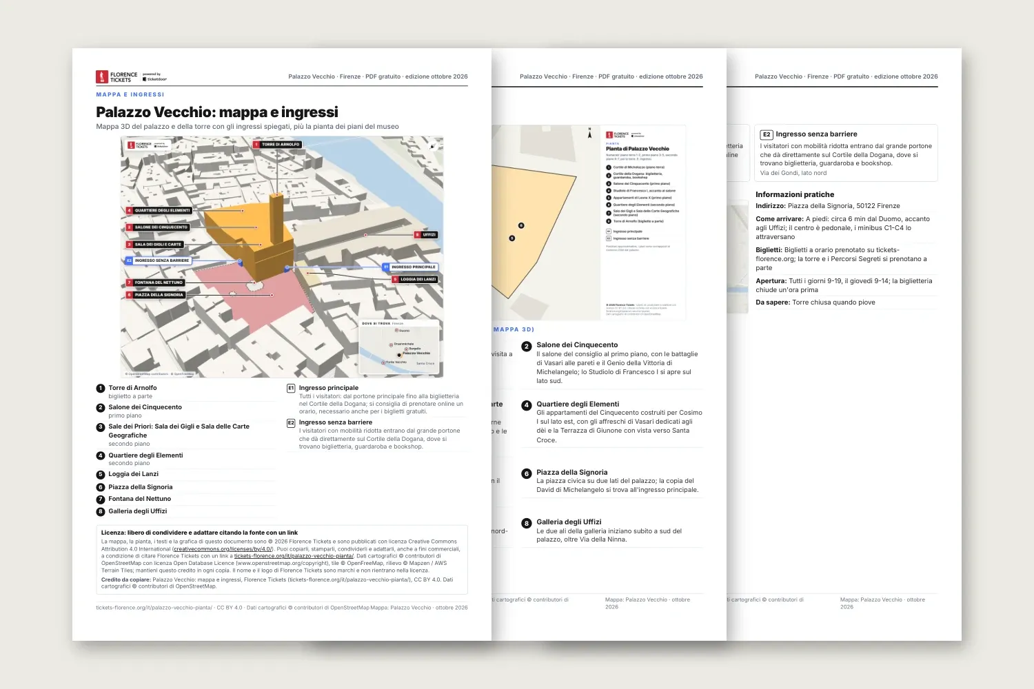 Pagine del PDF gratuito della mappa di Palazzo Vecchio