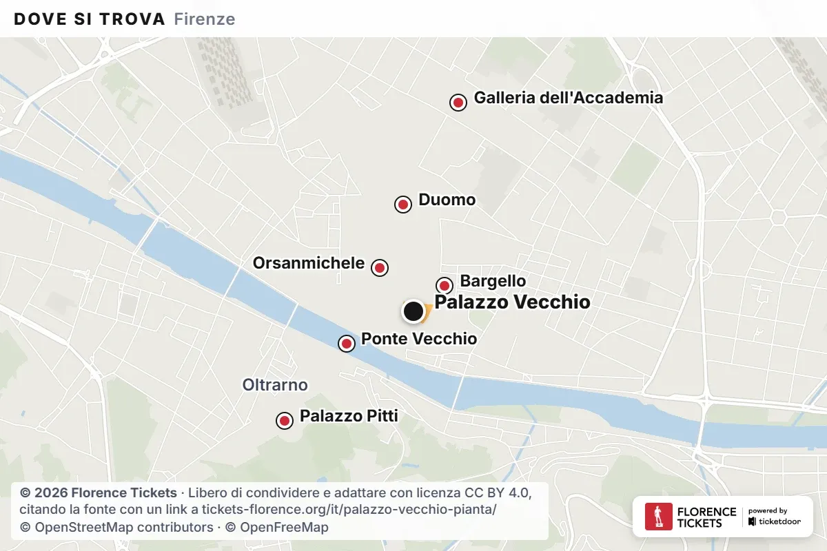 Mappa di localizzazione di Palazzo Vecchio a Firenze