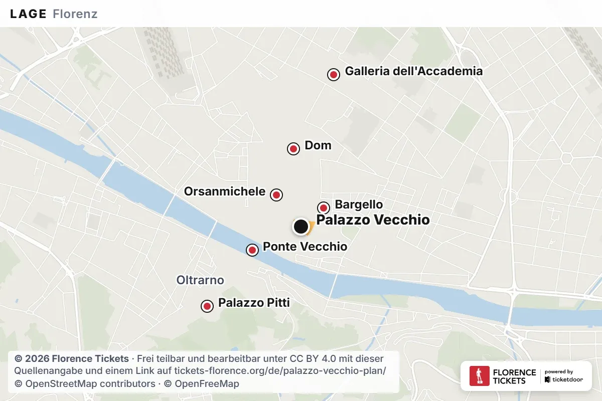 Lagekarte des Palazzo Vecchio in Florenz