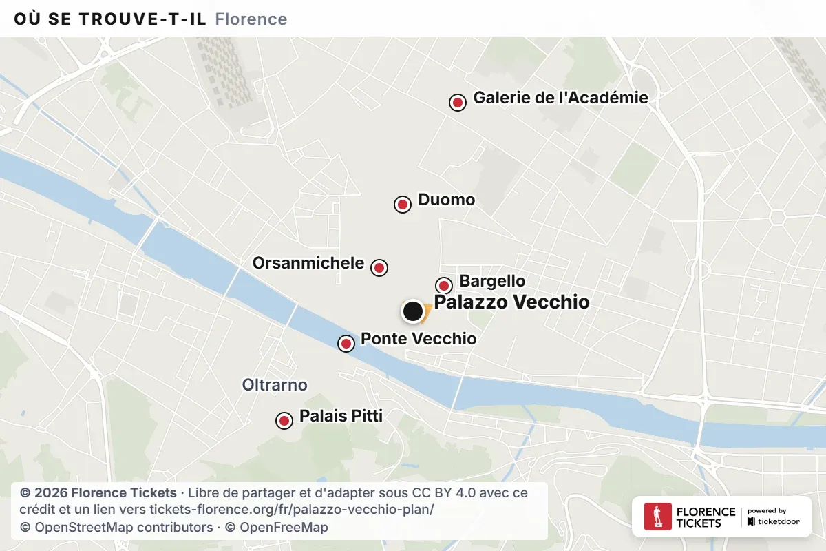 Carte de situation du Palazzo Vecchio à Florence