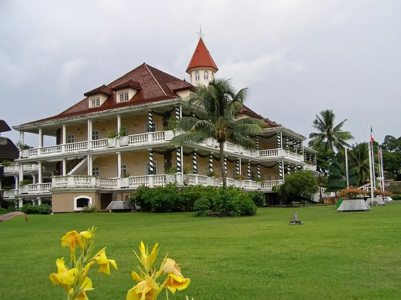 The colonial-style town hall of Papeete in Tahiti