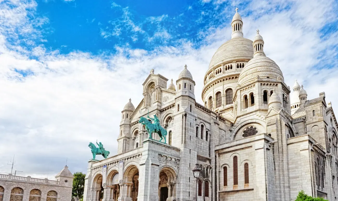 The white domes of the Sacre-Coeur basilica on Montmartre in Paris
